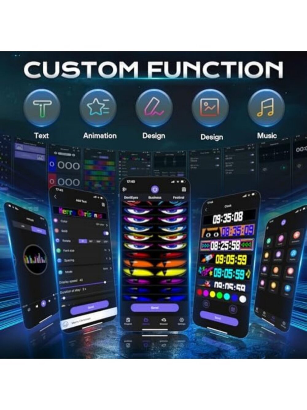 Large 58''x8'' Programmable LED Sign - Full Color Scrolling Display, Bluetooth - Picture 2 of 6